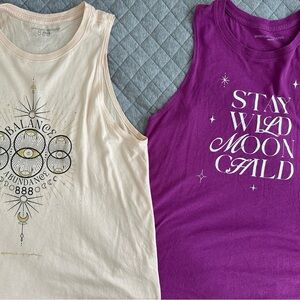 🌙 Spiritual Gangster Women’s Tank Tops – Set of 2 (Size M) Cream and Purple
